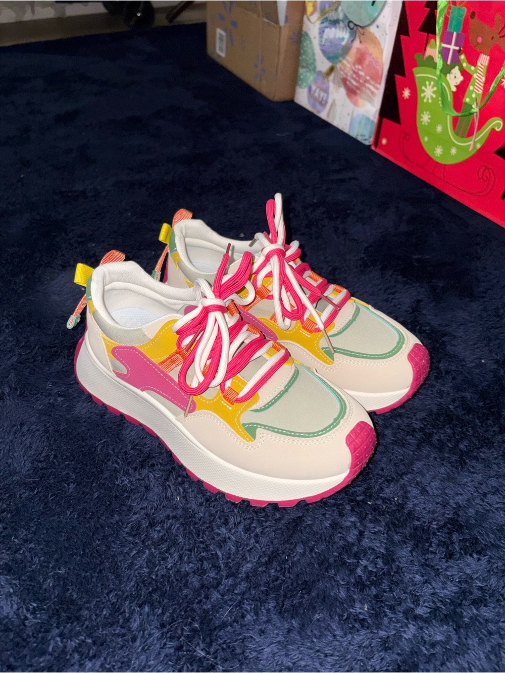 Kids Multicolor Fashion Sneakers - Pink & Yellow